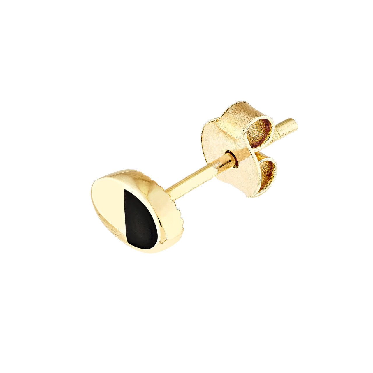 14k 50/50 Black/High Polished Oval Stud Earring